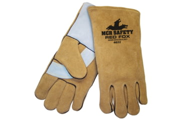 Image of MCR Safety Red Fox Leather Welding Work Gloves, Foam Lined Select Side Split Leather, Reinforced Wing Thumb, Beige, X - Large, 4622
