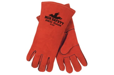 Image of MCR Safety Red Ram Leather Welding Work Gloves, Premium Side Split Leather, Full Jersey Lined and Welted, Russet, X - Large, 4720