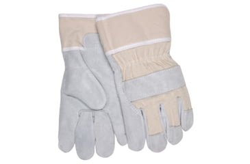 Image of MCR Safety Regular Shoulder Leather Split Leather Palm Work Gloves, 2.5in Duck Safety Cuff, Gray, Large, 1400B