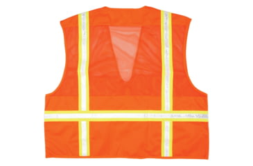 Image of MCR Safety Safety Vest, Upper Torso Mesh, 1 3/4in Reflective Stripes, 6 Pockets, Zipper Front, Non-ANSI Rated, Fluorescent Orange, 3X, HS201VX3