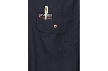 Image of MCR Safety SBS1002MT Summit Breeze Flame Resistant Shirt, 5.5oz Inherent Blend, Long Sleeve with Vented Underarms and Back, CAT 2, Navy Blue, M, SBS1002MT