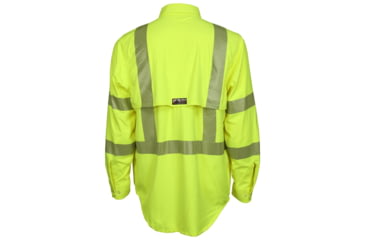 Image of MCR Safety Summit Breeze Class 3 Flame Resistant Shirt, 5.5oz Inherent Blend, Long Sleeve with Vented Underarms and Back, CAT 2, Fluorescent Lime, S, SBS1027S