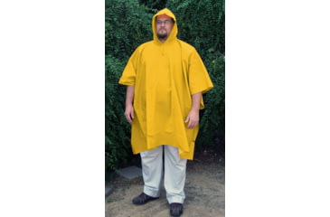 Image of MCR Safety Schooner 2 Series Rain Poncho, .35mm PVC/Poly, Attached Hood, Side Snap Closure, Yellow, One Size, 2000