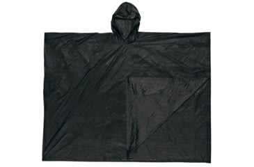 Image of MCR Safety Schooner Disposable Rain Poncho, .10mm PVC, Attached Hood, Tote Pouch, Black, One Size, O47