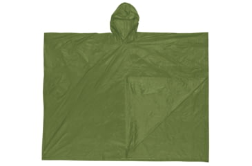 Image of MCR Safety Schooner Disposable Rain Poncho, .10mm PVC, Attached Hood, Tote Pouch, Green, One Size, O48