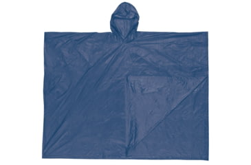 Image of MCR Safety Schooner Disposable Rain Poncho, .10mm PVC, Attached Hood, Tote Pouch, Navy Blue, One Size, O43