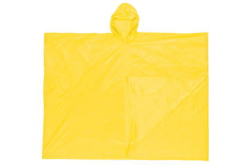 Image of MCR Safety Schooner Disposable Rain Poncho, .10mm PVC, Attached Hood, Tote Pouch, Yellow, One Size, O40