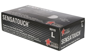 Image of MCR Safety SensaTouch Disposable Clear Vinyl Gloves, Powder Free Industrial Food Service Grade, 9.5in Length, 5 mil Thickness, Clear, Medium, 5015M