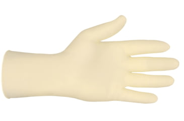 Image of MCR Safety SensaTouch Disposable Latex Gloves, Powder Free Industrial Food Service Grade, 9.5in Length, 5 mil in Thickness, White, Large, 5055L