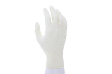 Image of MCR Safety SensaTouch Disposable Latex Gloves, Powder Free Industrial Food Service Grade, 9.5in Length, 5 mil in Thickness, White, Large, 5055L