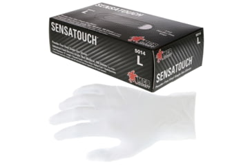 Image of MCR Safety SensaTouch Disposable Vinyl Glove, Powder Free Industrial Food Service Grade, 9in Length, 3 mil Thickness, Clear, Large, 5014L