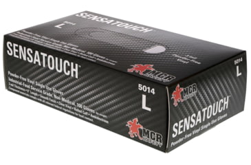 Image of MCR Safety SensaTouch Disposable Vinyl Glove, Powder Free Industrial Food Service Grade, 9in Length, 3 mil Thickness, Clear, Large, 5014L