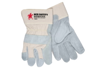 Image of MCR Safety Sidekick Series Gloves, Select Side Split Leather Palm, 2.5in Rubberized Safety Cuff, Gray, Medium, 16010M