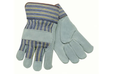 Image of MCR Safety Split Leather Palm Work Gloves, 2.5in Plasticized Cuff, Foam Insulated Full Sock Lining, Gray, Large, 1450L