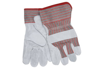 Image of MCR Safety Split Leather Palm Work Gloves, B Grade Shoulder Leather, 2.5in Plasticized Safety Cuff, Gray, Large, 1270B