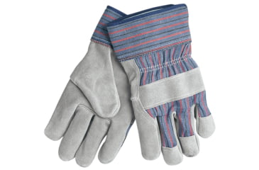 Image of MCR Safety Split Leather Palm Work Gloves, B Grade Shoulder Leather, 2.5in Rubberized Safety Cuff, Gray, Large, 1300