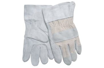 Image of MCR Safety Split Leather Palm Work Gloves, C Grade Shoulder Leather, 2.5in Leather Safety Cuff, Gray, Large, 1240