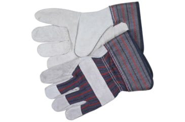 Image of MCR Safety Split Leather Palm Work Gloves, C Grade Shoulder Leather, 2.5in Rubberized Safety Cuff, Assorted Fabrics, Gray, Medium, 12010M