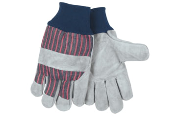 Image of MCR Safety Split Leather Palm Work Gloves, C Grade Shoulder Leather, Elastic Wrist, Gray, Large, 1235K