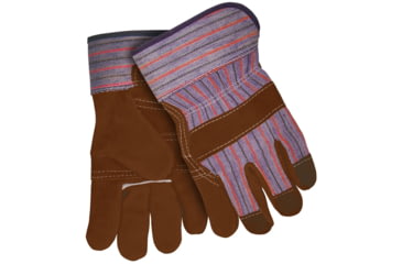 Image of MCR Safety Split Leather Palm Work Gloves, C Grade Shoulder Leather with 2.5in Rubberized Safety Cuff, Chocolate, Large, 1455C