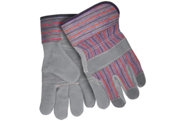 Image of MCR Safety Split Leather Palm Work Gloves, C Grade Shoulder Leather with 2.5in Rubberized Safety Cuff, Gray, Large, 1455N