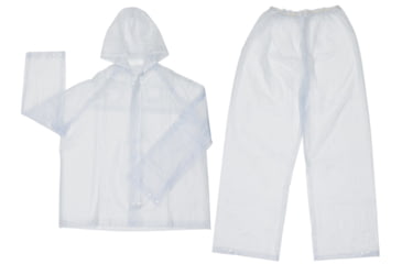 Image of MCR Safety Squall Series 2 Piece Waterproof Clear Rain Suit - Rain Jacket with Attached Hood, Elastic Waist Rain Pants, .20mm PVC, Clear, XL, O722XL