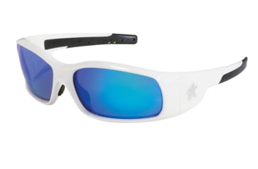Image of MCR Safety SR128B Swagger SR1 Series Safety Glasses, Soft Non-Slip Nose Piece and Temples, Blue Diamond Mirror, One Size, SR128B