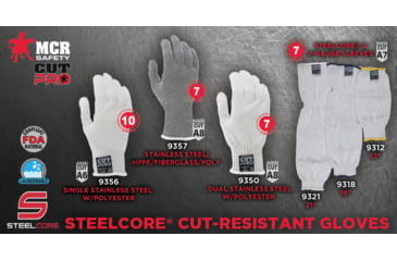 Image of MCR Safety Steelcore 2 7 Gauge Cut Resistant Arm Sleeves, Polyester Wrapped Stainless Steel, 21in x 6 1/4in, Yellow, One Size, 9321