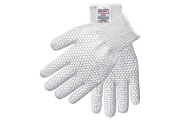 Image of MCR Safety Steelcore 2 7 Gauge Cut Resistant Work Gloves, Polyester Wrapped Stainless Steel, PVC Blocks on 2 Sides, White, Small, 9382S