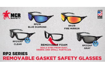Image of MCR Safety Swagger RP2 Series Safety Glasses, Foam Lined Lenses, Fire Mirror, One Size, RP21R