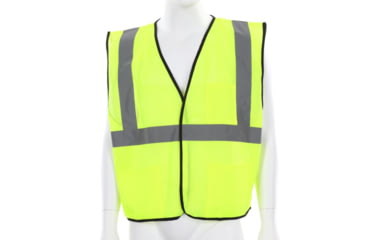 Image of MCR Safety VCL2MLX4 Hi Vis Reflective Safety Vest, ANSI Type R Class 2, Mesh with 2in Silver Stripes, Hook and Loop Front Closure, Fluorescent Lime, 4X, VCL2MLX4