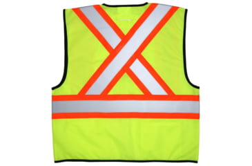 Image of MCR Safety VWCCS2LXL Hi Vis Reflective Safety Vest, ANSI Type R Class 2, 4in Silver Stripes, Zipper Front Closure, Fluorescent Lime, XL, VWCCS2LXL