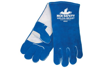 Image of MCR Safety Welda-Beast Leather Welding Work Gloves, Foam Lined Select Side Split Leather, Reinforced Wing Thumb, Blue, X - Large, 4602