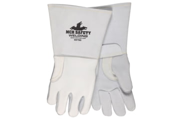 Image of MCR Safety Welding Grain Elkskin Work Gloves, Cotton/Foam Lined Back Sewn with DuPont Kevlar, Gray, Medium, 49750M