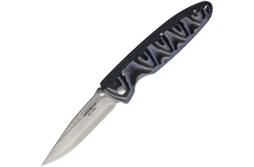 Image of MCUSTA Linerlock Blue Micarta Folding Knife, 3.25in Damascus Steel Blade, Blue Sculpted Micarta Handle, Thumb Stud, Pocket Clip, MC-10D