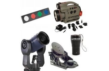 Image of Meade 8in LX200 AF UHTC Telescope with FREE Equatorial Wedge, Lunar Planetary Image and Guider, Color Filter Set and Power Supply w/Adjustable 30 LED Spotlight