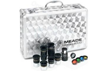 Image of Meade Series 4000 Eyepiece &amp; Filter Set 07169 - (6) Meade Telescope Eyepieces, #126 Barlow Lens, (4) Color Filters, ND96 Moon Filter &amp; Aluminum Case