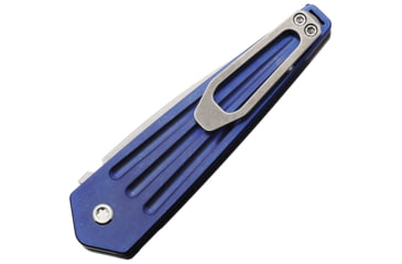 Image of Medford Auto Nosferatu Button Lock Automatic Folding Knife, 3.5in, S45VN Stainless, Tumbled Finish, Blue Titanium Handle, MDNATQ37A2TS
