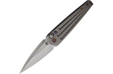 Image of Medford Auto Nosferatu Button Lock Automatic Folding Knife, 3.5in, S45VN Stainless, Tumbled Finish, Tumbled Finish Titanium Handle, MDNATQ01TMTF