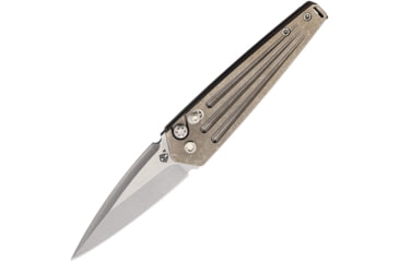 Image of Medford Auto Nosferatu Button Lock Automatic Folding Knife, 3.5in, S45VN Stainless, Satin Finish, Tumbled Finish Titanium Handle, MDNATQ01TMTS
