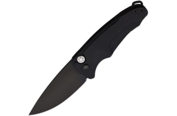 Image of Medford Auto Smooth Criminal Button Automatic Folding Knife, 3in, S35VN Stainless, Black PVD, Drop Point Blade, Black Anodized Aluminum Handle, MDA39SPQ42AB