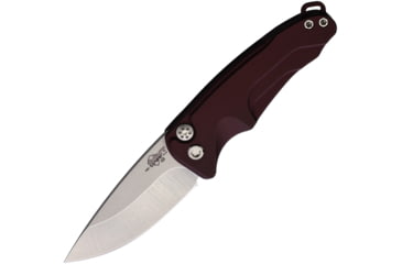 Image of Medford Auto Smooth Criminal Button Automatic Folding Knife, 3in, S35VN Stainless, Tumbled Finish, Drop Point Blade, Burgundy Anodized Aluminum Handle, MDA39STQ41AR