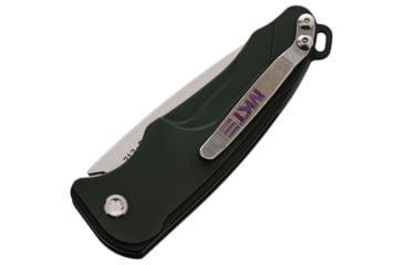 Image of Medford Auto Smooth Criminal Button Automatic Folding Knife, 3in, S35VN Stainless, Tumbled Finish, Drop Point Blade, Green Anodized Aluminum Handle, MDA39STQ40AG