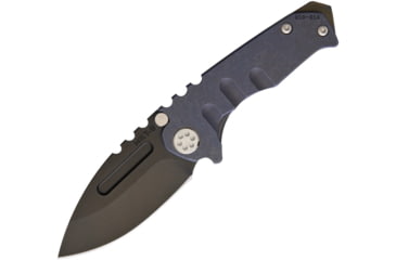 Image of Medford Micro Praetorian Framelock Folding Knife, 2.75 black PVD coated S35VN stainless drop point , Blue anodized titanium handle, MK08SPD-37A2