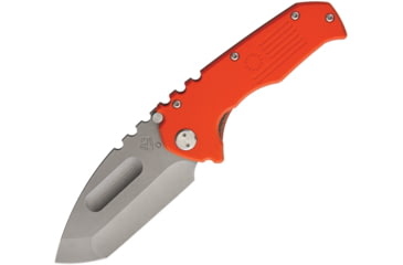 Image of Medford Praetorian Linerlock Folding Knife, 4in Tumbled Finish D2 Tool Steel Tanto Blade, Orange G10 Handle, Thumb Stud, Pocket Clip, MK30DTT-11GG