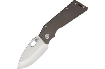 Image of Medford TFF-H Framelock Folding Knife, 4in Tumbled Finish S35Vn SS Drop Point, Bronze Anodized Titanium Handle, Thumb Pull, Pocket Clip, MK046STQ-36A1-SSCS-Q4