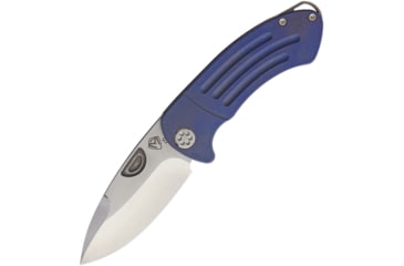 Image of Medford Theseus Framelock Blue Folding Knife, 3.63in Satin S35Vn SS Drop Point, Blue Anodized Titanium Handle, Pocket Clip, Water Tight Storage Case, MK040SST-37A2