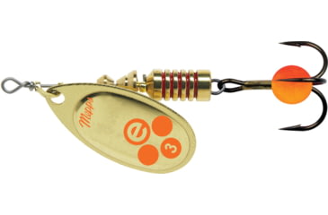 Image of Mepps Aglia-e In-Line Spinner, 2 1/2in, 1/4 oz, Treble Hook w/Egg, Gold Hot Orange, BE3 GHO