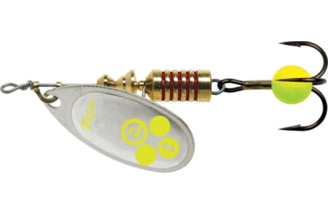 Image of Mepps Aglia-e In-Line Spinner, 2 1/2in, 1/4 oz, Treble Hook w/Egg, Silver-Hot Chartreuse, BE3 SHC