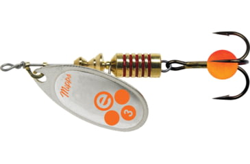 Image of Mepps Aglia-e In-Line Spinner, 2 1/2in, 1/4 oz, Treble Hook w/Egg, Silver-Hot Orange, BE3 SHO